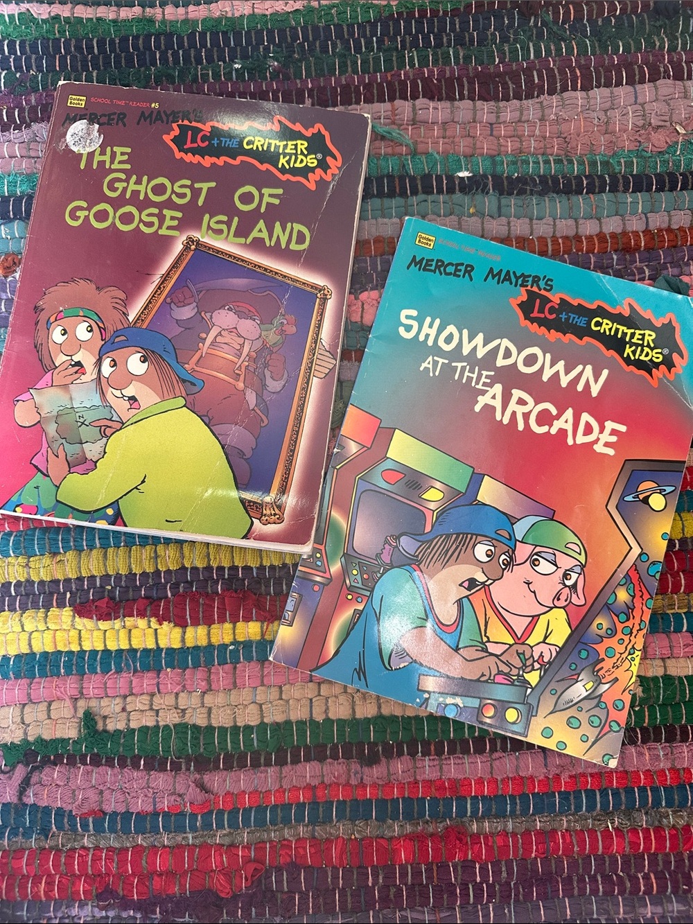 Vintage Mercer Mayer LC Critter Kids 2 Book Lot Ghost Goose Island Arcade 90s